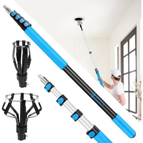 18FT Reach Light Bulb Changer for High Ceilings,12FT Telescopic Extension Pole for Ceilings and Recessed Lights,High Reach Light Bulb Changer with Baskets and Suction Cup,Light Bulb Removal Tool