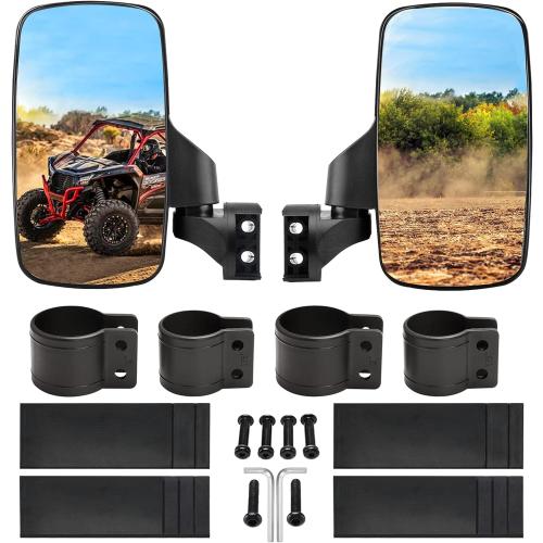 BETOOLL Upgraded Adjustable Pair UTV Side Mirror Set 1.75 or 2inch Roll Bar Cage, Universal UTV Side View Mirrors High Impact(Pack of 2)