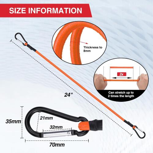 WORKPRO 24 Bungee Cords with Hooks, 4 Pack Heavy Duty Outdoor Bungee Strap