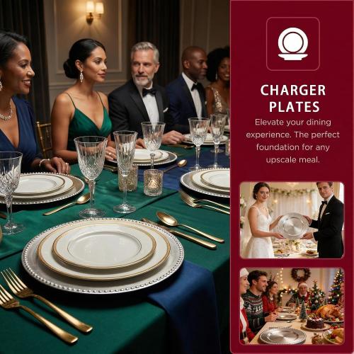 13 Silver Charger Plates 10 PACK,Silver Chargers for Weddings Christmas