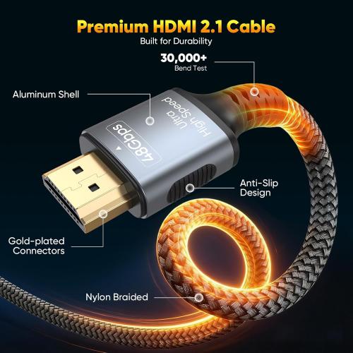 Certified HDMI 2.1 Cable 10FT,8K HDMI 48Gbps Ultra High Speed
