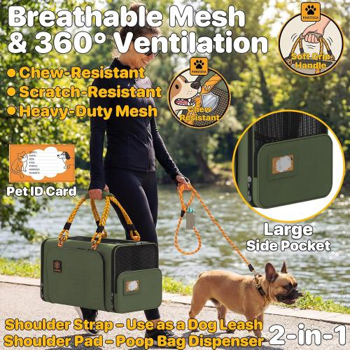 PAWZIDEA Expandable Pet Carrier for Small Cats & Dogs, TSA Airline Approved