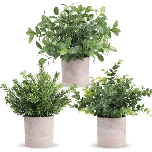 Der Rose 3 Pack Fake Plants Mini Faux Plants for Shelf Classroom Decor