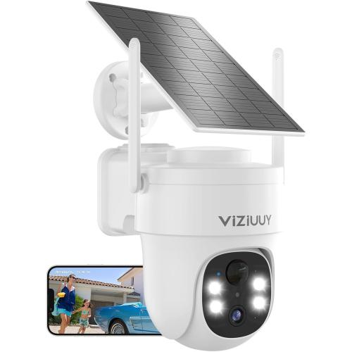 VIZIUUY 3MP Solar Security Cameras Wireless Outdoor, WiFi 6,360°PTZ Camera