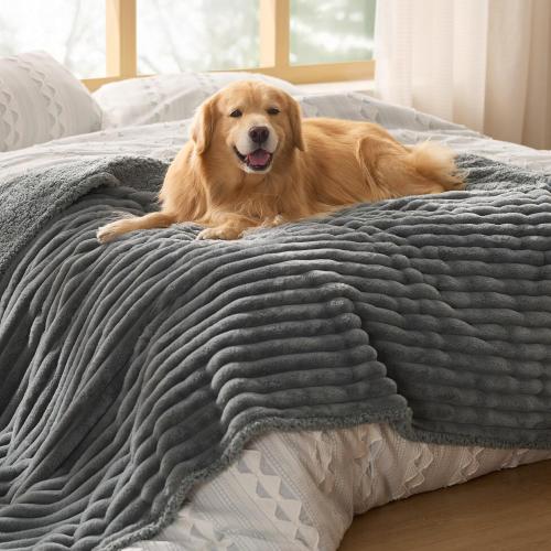 Bedsure ComfyFleece™ Waterproof Blanket for Bed, queen （70x180） Warm Grey
