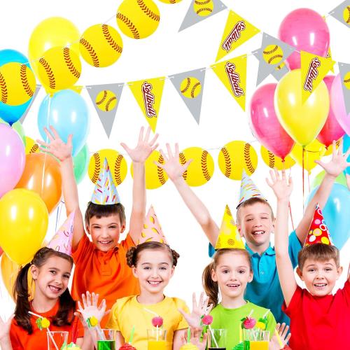 Tinlade 4 Pcs Softball Party Banners Bunting Garland Sports, Bright Style