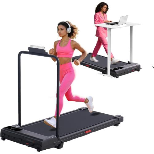 Walking Pad with Handle Bar, 2026 Upgrade Small Walking Pad Treadmill with Incline, 3.0HP Portable Under Desk Treadmill with Handles for Home Small, 0.6-7.6MPH, 350LBS