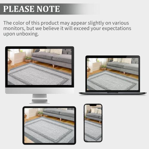 RUGSREAL 2x6 Runner Rug Braided Print Hallway Area Rugs Machine Washable