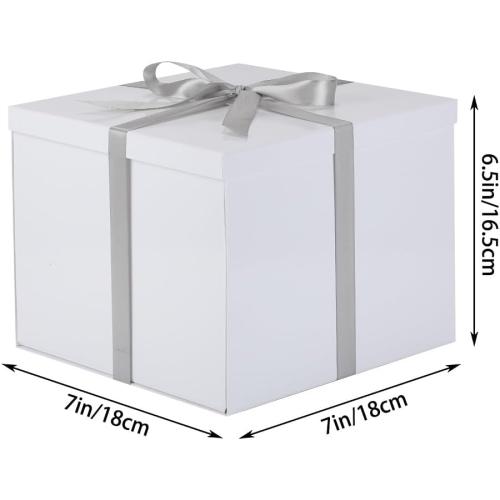 White Gift Box with Lid 7x7x6.5 Inches, for Presents Packaging