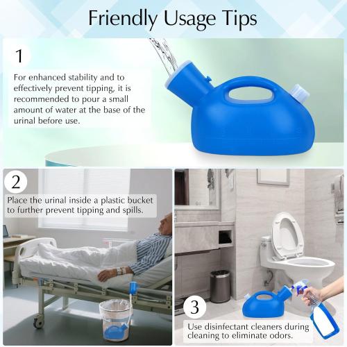Portable Urinals for Men Spill Proof, OOCOME Upgrade Male Urinal Bottle Spill Proof for Seniors, Bedside Urinal with Soft Funnel & Long Hose, for Hospital Wheelchair Bedridden Car and Travel Use