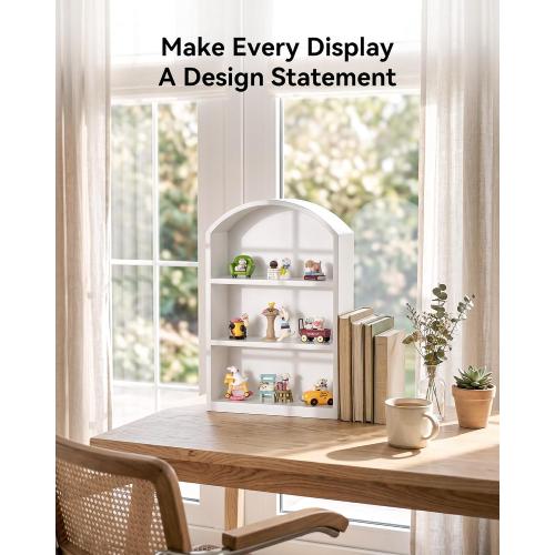 9x13.5 Small Arched Trinket Display Shelf Shadow Box, White