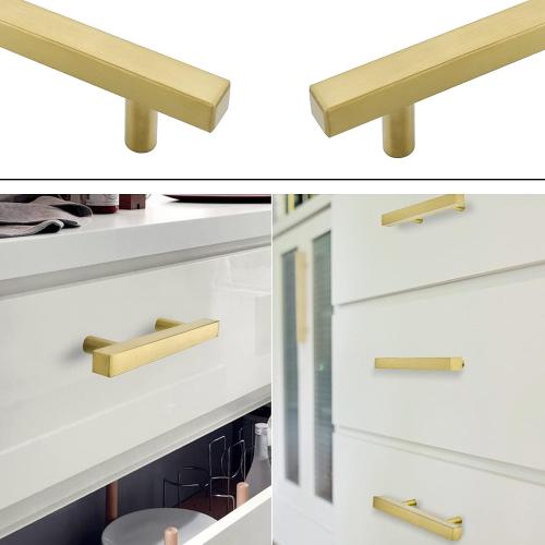 Goldenwarm 10 Pack 2-1/2 Inch Gold Cabinet Handles Brass Kitchen Pulls