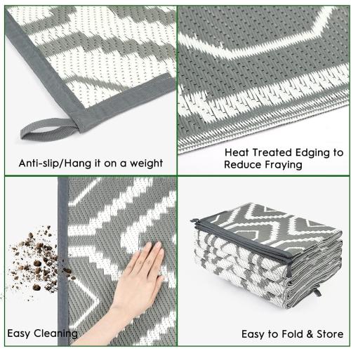 Outdoor Rug, Plastic Woven Patio Mat, Waterproof RV Camping Rug