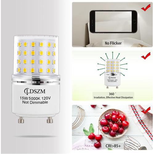GU24 LED Light Bulb Bright 15W 2 prong light bulbs Non-Dimmable gu24 ceiling fan light bulbs,120 Watt Equivalent 1200lm 5000K Daylight, Squat GU24 LED Bulbs Replacing CFL Twist Light Bulb,4-Pack