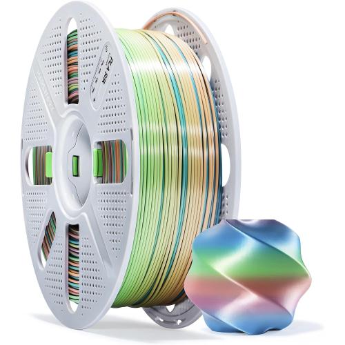 Gradient Rainbow Silk PLA, Pre-Dried Filament with Reusable Spool