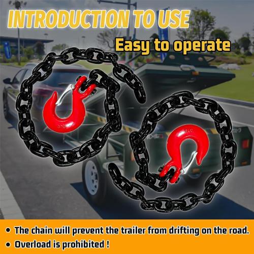 3/8 Trailer Safety Chains G80 Tow Chains with G70 Clevis Safety Hooks|7100 lbs Safety Working Load 27000 lbs Break Strength Heavy Duty 36 Transport Chains Tow Binding Chains (2 Pack Black)