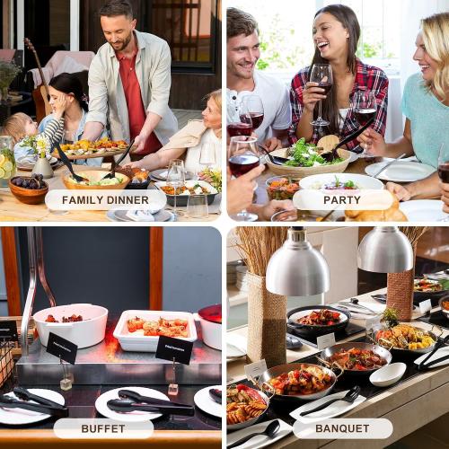 Mwellewm Plastic Serving Utensils Set Disposable Tongs Spoons for Buffet