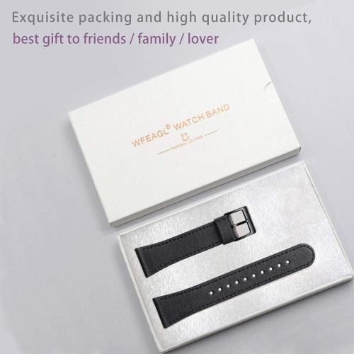 WFEAGL for Fitbit Versa Band, Top Grain Leather Band for Fitbit Versa Fitness Smart Watch (Black Band   Black Buckle)