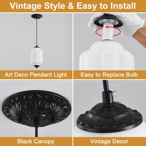 Milk Glass Light Fixture 5.5in Small Pendant Light Bulb Included