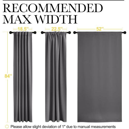 NICETOWN Light Reducing Curtain Panels Window Draperies - (Grey Color) 52x84 inch, 2 Pieces, Insulating Room Darkening Drapes for Bedroom
