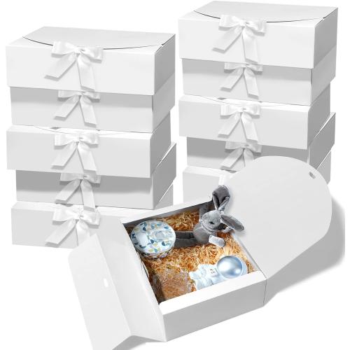 BoShahai 10 PCS White Gift Boxes with Lids 10.6x7.8x3.1 Inch Proposal box