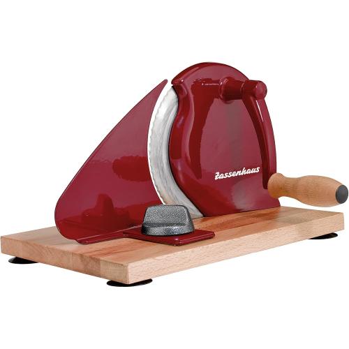 Zassenhaus Original Classic Adjustable Bread Slicer for Uniform Slices - Bread Slicer for Homemade Bread - 18/8 Stainless Steel Blade Sourdough Cutter - Red, 11.75 x 8
