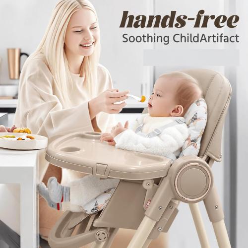 Multi Functional All in 1 Baby High Chair Swings for Infants Foldable Rocking 8 Level Height Adjustment Eco Friendly Washable PU Cushion Ultimate Baby Feeding Chair (Brown)