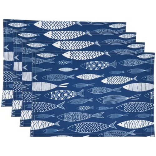 Saro Lifestyle Fish Print Table Mats (Set of 4)