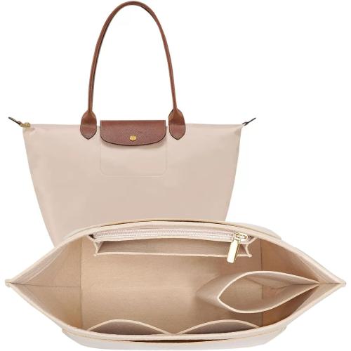 Felt Purse Organizer Insert for Longchamp Le Pliage L Handbag Insert (Large, Beige)