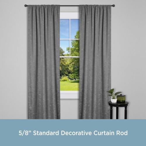 Kenney Curtain Rod 48-in to 84-in Black Steel Single Curtain Rod