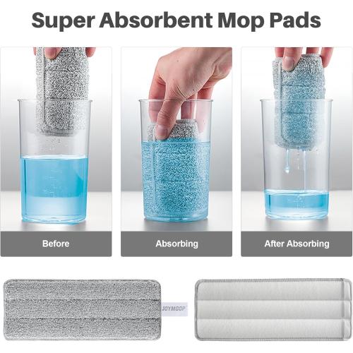 JOYMOOP Wall Mop and Bucket Set, Hands-Free Flat Floor Mop with 3 Washable Microfiber Pads, Wet and Dry Use, Ideal for Home and Commercial Floor Cleaning