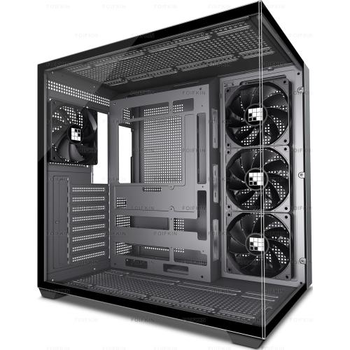 F300 (2025) PC Case - Pre-Installed 4 No RGB Fan, ATX Mid-Tower Gaming PC Case, 270° Panoramic Glass with Type-C, FOIFKIN (Black)