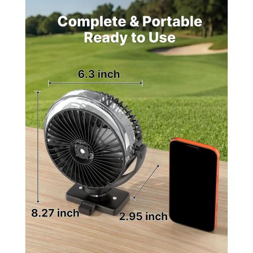 BOYISEN Magnetic Golf Cart Fan with Mister, 12000mAh Battery Portable Fan