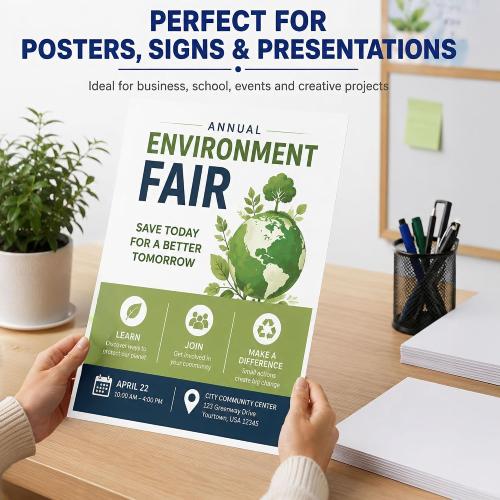 12 x 18 Cardstock Sheets For Inkjet or Laser Printers - Heavy 80lb Cover Matte Finish White - Great for Flyers, Menu's, Posters, Covers (100 Sheets)