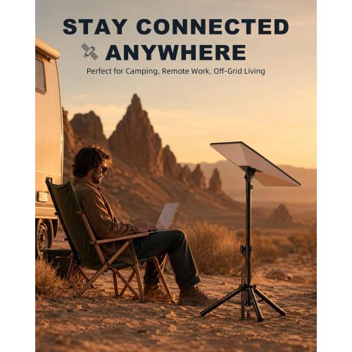 Starlink Mount Gen 3, Starlink Tripod Stand with Mount Adapter, Adjustable Height for Starlink Standard 4/4X/V3, 90° Tilt Angle Adjustment Starlink Antenna Pipe Adapter (Black)