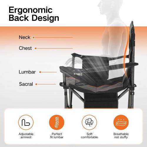 ALPHA CAMP Oversized Folding Camping Chair, Heavy Duty Portable Lawn Chairs with Cooler Bag, Side Pocket & Cup Holder, Folding Chairs for Outside Support 450 LBS