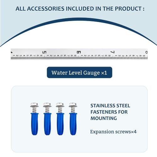 Depth Gauge, Water Level Gauge (Hundredths, Tenths, Teet), Heavy-Duty Ruler-Style Water Level Indicator, All-Weather Water Level Tool, Rust-Resistant, with Pre-Drilled Holes (4-8 Feet)