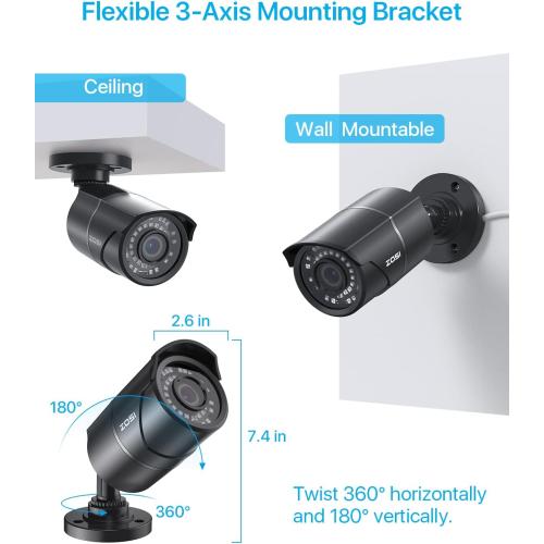 ZOSI 5MP 3K Add-on PoE Camera, Wired Bullet Surveillance IP Camera
