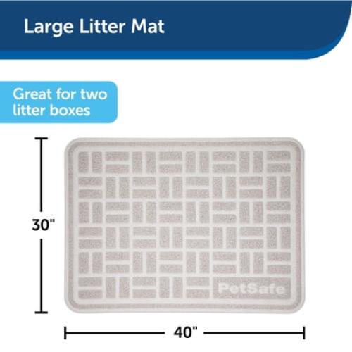 PetSafe Anti-Tracking Litter Mat, Works with All Cat Litter Boxes, Non-Slip, Durable, Gray, Large