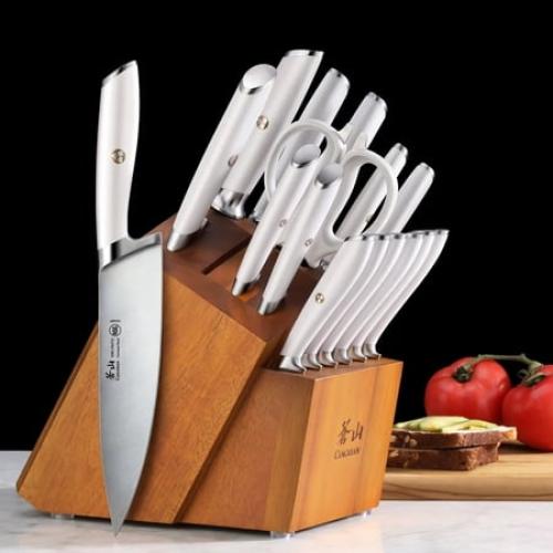 Cangshan L Series 17 Piece German Steel Forged Knife Set (White)‼️light dirt and incomplete‼️
