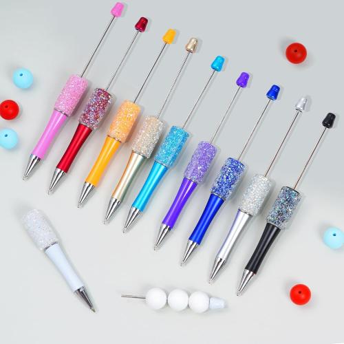 10Pcs Beadable Pens Plastic Bead Ballpoint DIY Cute Cool Pens Black Ink