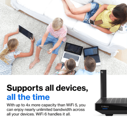 Linksys AX2200 Dual-Band Wi-Fi 6 Mesh Router, Up to 2.2 Gbps Speeds & 1,500 sq. ft. Coverage For Next-Level Connectivity