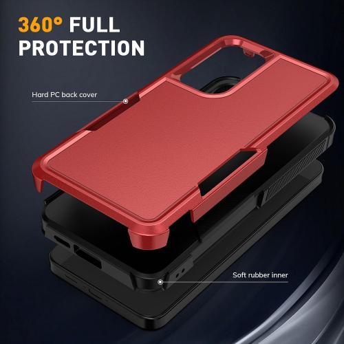 Vinve for Samsung Galaxy S25 Case with HD Screen Protector, Military-Grade Shockproof & Dual-Layer Protection, Anti-Slip Grip Design Phone Case, Red