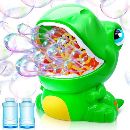 JOYIN Dinosaur Bubble Machine, Bubble Machine Gun Blower with Solutions for Kids, Summer Outdoor Indoor Toy, Dinosaur Party Favor, Kids Birthday Gift (Green)