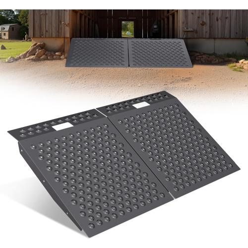 VNN 29 x 48 Shed Ramp for Riding Mower - 1500 LB Capacity Shed Ramps, Anti-Slip Punch Plate Ramp for ATV, Motorcycles, Garages & Barns (2PC, Black, Alloy)