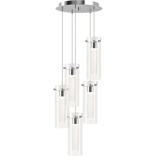 hykolity 5-Light Bubble Glass Pendant Light, 3CCT Dimmable LED Chandelier