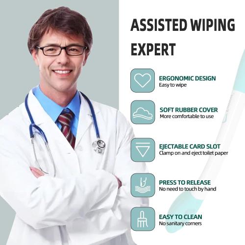 Fanwer Toilet Aids for Wiping Bottom - 15.7 Long Reach Comfort Butt Wiper Tools - Bottom Buddy Wiping aid Self Assist for Men, Women, Disabled,Elderly,Pregnant,and Back Surgery Recovery (2 Pack)