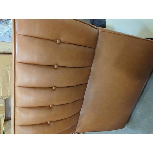Tufted Futon Faux Leather Brown