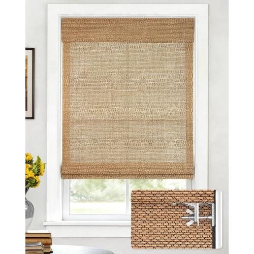 LazBlinds No Drill Bamboo Roman Shades,