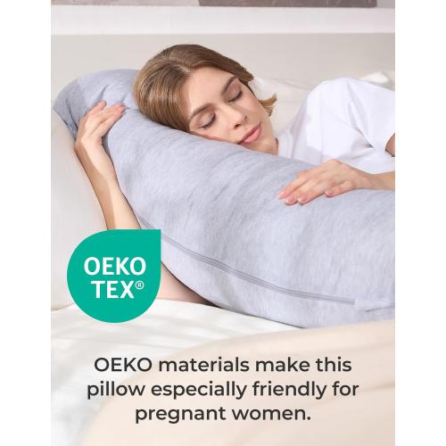 Momcozy J Shaped Pregnancy Pillow, Maternity Body Pillow for Side Sleepers